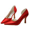 Chaussures habillées de banquet en satin rouge à talons aiguilles pointus - Page 1
