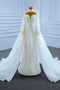 Robe de mariée Tulle Longue Mince Corsage Avec Bijoux Salle Col en V Foncé - Page 1