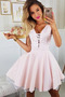 Robe de cocktail Col en V Couvert de Dentelle A-ligne Sans Manches - Page 3