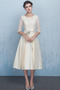 Robe de demoiselle d'honneur noble Longueur Mollet Satin Manche Courte - Page 3