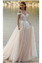 Robe de mariée Dentelle A-ligne Sans Manches Longue Rosée épaule - Page 1