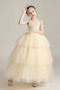 Robe de fille de fleur Tulle Naturel taille Sans Manches Fermeture à glissière - Page 5