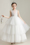 Robe de fille de fleur Tulle Naturel taille Sans Manches Fermeture à glissière - Page 1
