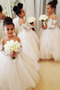 Robe de fille de fleur Tulle Rosée épaule A-ligne Gaze Couvert de Dentelle - Page 1