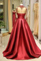 Robe de soirée Traîne Courte Manche Aérienne Satin A-ligne Naturel taille - Page 7