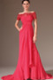 Robe de soirée aligne Mousseline Poire Rosée épaule Montrer Fourreau plissé - Page 1