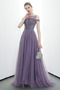 Robe de soirée Tulle Perle A-ligne Médium Col Bateau Naturel taille - Page 1