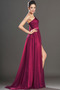 Robe de soirée Une épaule Longueur de plancher Plissé Merlot - Page 5
