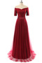 Robe de soirée Mancheron Rouge Mariage Simple Traîne Courte A-ligne - Page 1