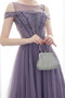 Robe de soirée Tulle Perle A-ligne Médium Col Bateau Naturel taille - Page 5