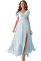 Robe de soirée Vente Laçage Col en V a ligne Manche Lâche Fourchure Frontale - Page 1
