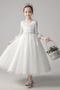 Robe de fille de fleur Norme Longueur Mollet Col en V Fermeture à glissière - Page 1