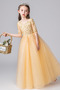 Robe de fille de fleur noble Petit collier circulaire Tulle Longueur au sol - Page 1