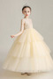 Robe de fille de fleur Tulle Naturel taille Sans Manches Fermeture à glissière - Page 8