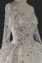 Robe de mariage Col en V A-ligne Fourreau Avec Bijoux Drapé Traîne Longue - Page 6