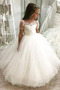 Robe de fille de fleur A-ligne Printemps Tulle Perle Médium Manche Aérienne - Page 1