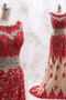 Robe de soirée Tulle Col Bateau Haute Couvert Perle A-ligne Mince - Page 3