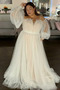 Robe de mariage Rosée épaule Tulle Manche Lâche Jardin Fermeture à glissière - Page 1