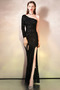 Robe de soirée Sirène Ouverture Frontale Milieu Manche Asymétrique - Page 1