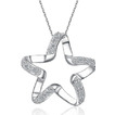 Clavicule Femme Argent étoile à cinq branches incrusté de diamants et pendentif
