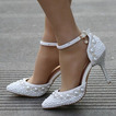 Sandales à talons hauts sandales strass perlées chaussures de mariage blanches