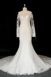 Robe de mariée Manche Longue Dentelle Eglise Col Bateau Formelle