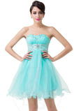 Robe de bal Perle Tulle Triangle Inversé Col en Cœur A-ligne