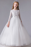 Robe de fille de fleur Manche Longue Naturel taille gossamer
