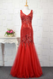 Robe de bal Fermeture à glissière Formelle Rouge Fête Satin Longueur au sol