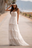 Robe de mariée Longue Sans Manches Dos nu vogue A-ligne Plage