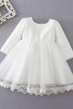 Robe de fille de fleur Tulle Dentelle Manche de T-shirt Manche Longue