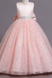 Robe de fille de fleur A-ligne Sans Manches Longueur de plancher