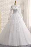 Robe de mariée Tulle Longue A-ligne Perle Eglise Été Col Bateau