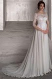 Robe de mariée Longue Laçage Maternité Drapé taille haut Col Bateau