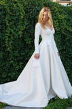 Robe de mariage Fermeture à glissière Simple A-ligne Longue Manche Longue