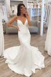 Robe de mariée Simple Sans Manches Médium Sirène Glissière Soie