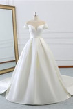 Robe de mariée Manche Courte Eglise Col Bateau Col en V Foncé