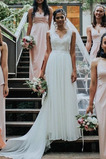 Robe de mariée Sans Manches Col en V Foncé A-ligne Été Dentelle