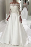 Robe de mariée Elégant Longue Drapé Médium Hiver Couvert de Dentelle