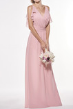 Robe de demoiselle d'honneur Manquant Fourreau plissé Col en V