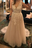 Robe de mariage Décalcomanie Eglise aligne Col en V Foncé Laçage