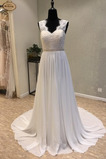 Robe de mariée semi-couverte Rivage A-ligne Automne Naturel taille