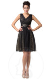 Robe de bal Glamour Col en V Sans Manches A-ligne Longueur de genou