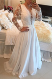 Robe de mariage net Appliquer Manche Longue Gaze Manquant Luxueux