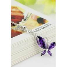 Mode violet incrusté diamant insecte collier en argent et pendentif