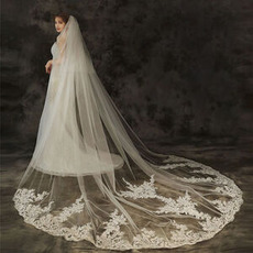 Dentelle traînante voile robe de mariée coiffure mariée dentelle voile accessoires de mariage