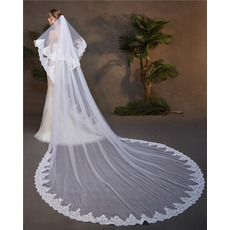 Voile de mariée pleine dentelle voile blanc ivoire deux couches voile de couverture