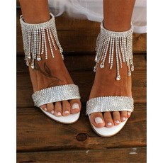 Nouveau strass femmes sandales sandales à talons épais sandales de mariage banquet