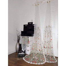 Voile floral, voile de jardin, voile bohème, voile brodé, voile floral romantique, voile de mariée