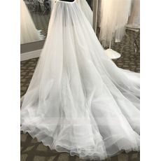 Jupe Amovible pour Robe de Mariée Organza Chapel Train Fente Avant Train Amovible pour la Mariée